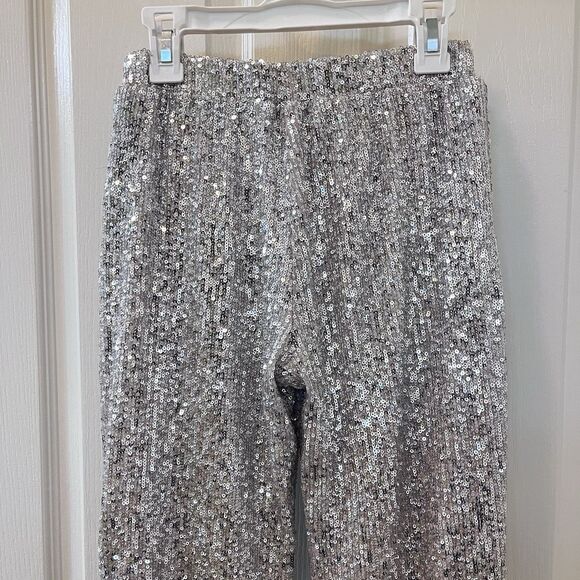 Art Class Silver Sequin Jogger Pants Elastic Waist Girls Size Medium 7-8 - Picture 10 of 12